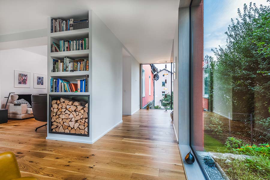 Holz und Glas Anbau mit raumhoher verglasung
